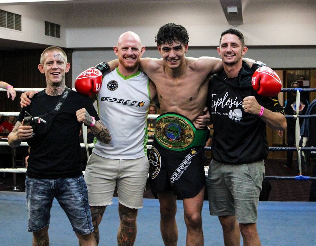 Joseph with team post-fight