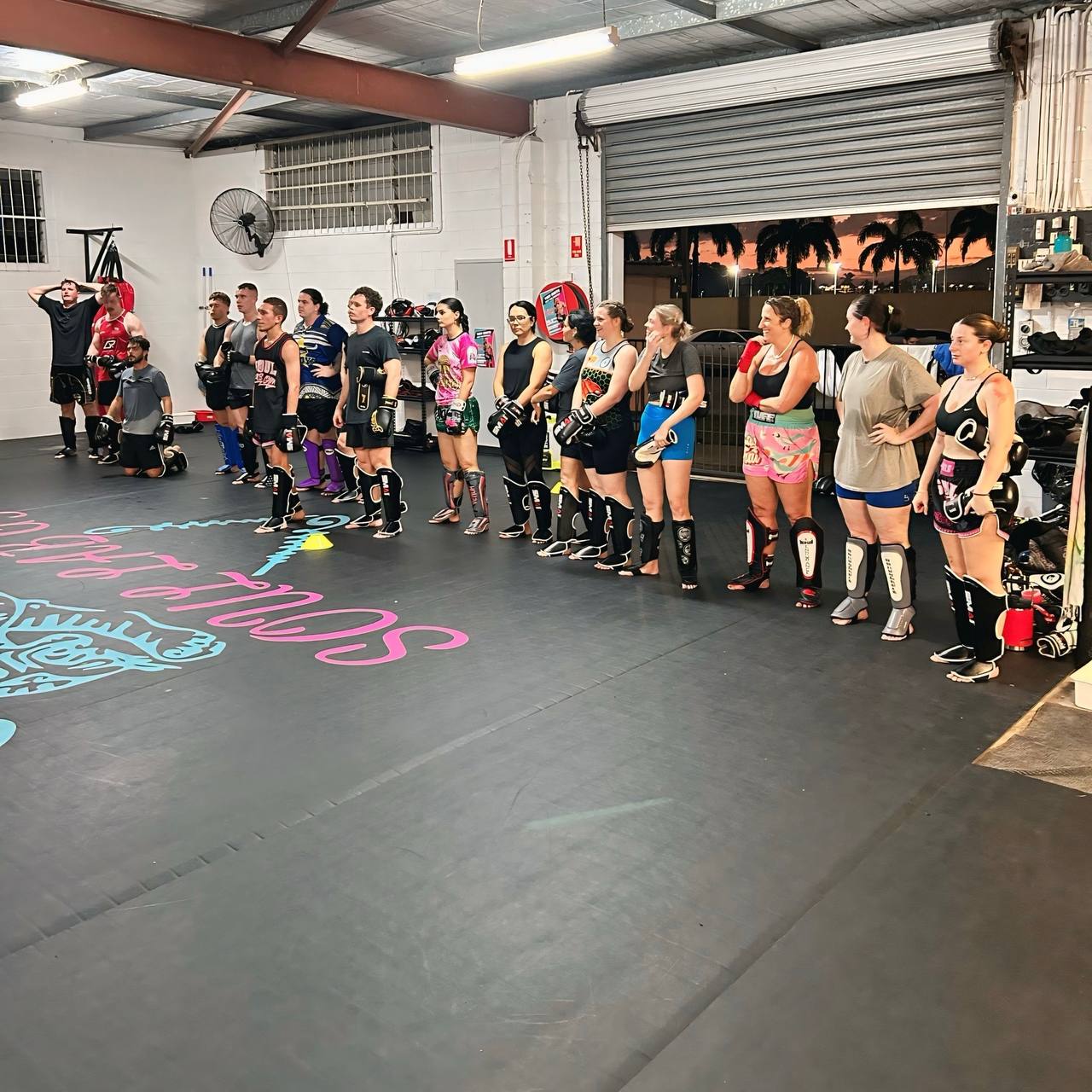 Adults lined up in class