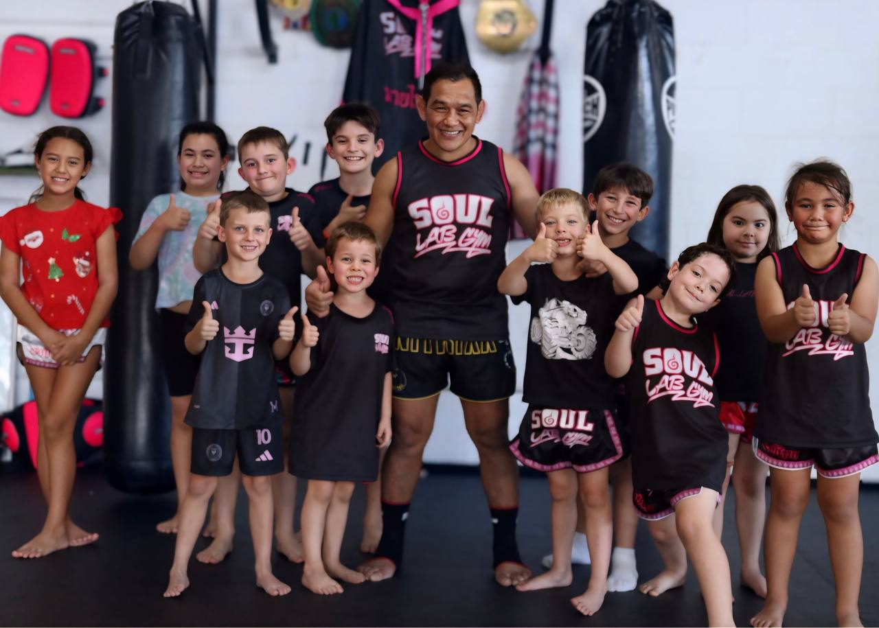 Coach with kids