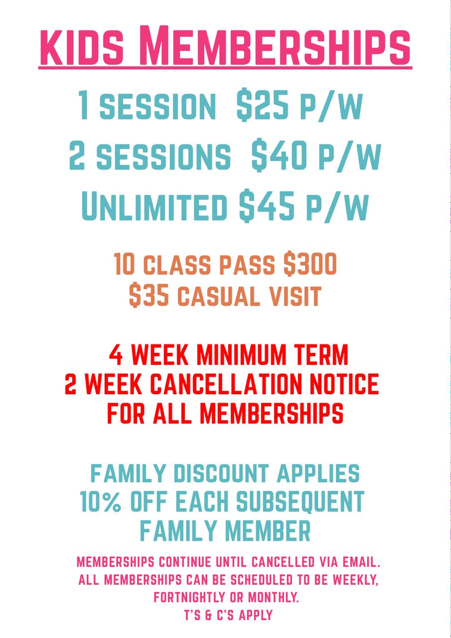 Kids membership pricing