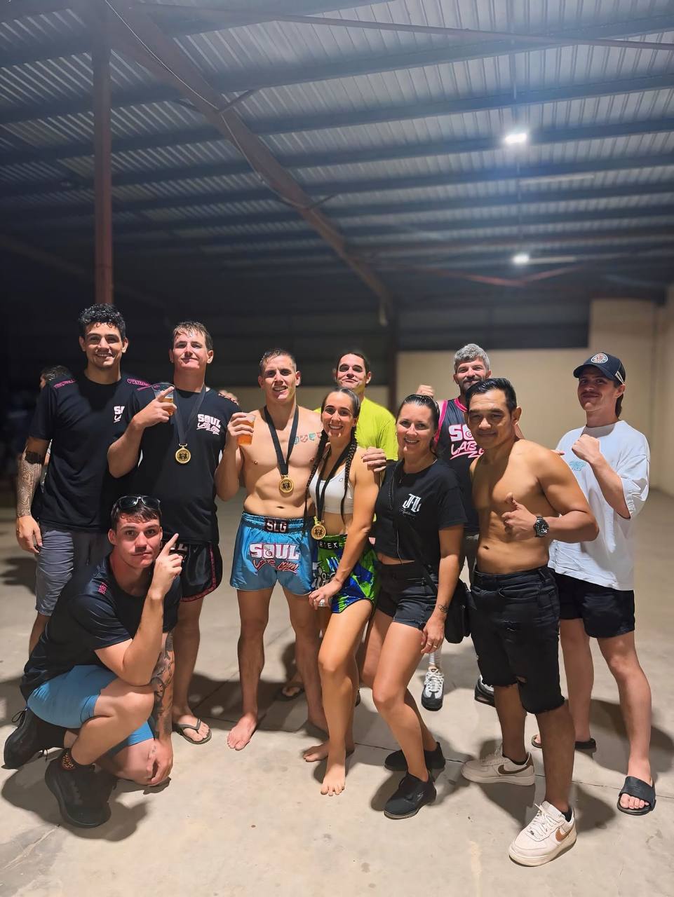 Post fight team celebration